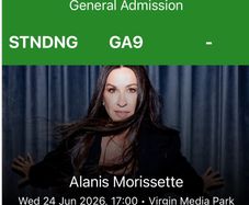 2 x Alanis Morissette tickets for Cork