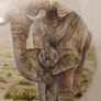 Beautiful Mother and Baby Elephant  Watercolour  By Stephanie Louise Furlong Image 2