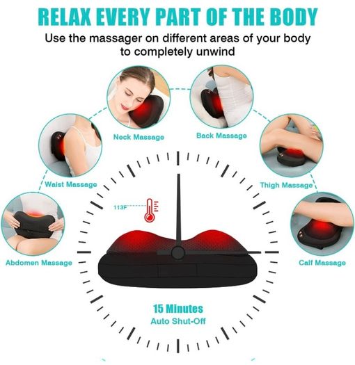 Back Neck Massager,Shiatsu Massage Pillow with Heat, Deep Tissue Kneading Massager for Shoulder,Back,Legs,Electric Back Massager,Massage at Home (FREE POSTAGE)