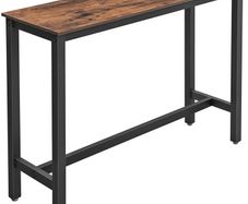 Bar Table, Fine High Table, Kitchen Table, 120 x 40 x 100 cm, Dining Table, with Sturdy Metal Frame, Easy Assembly, Rustic Brown and Black