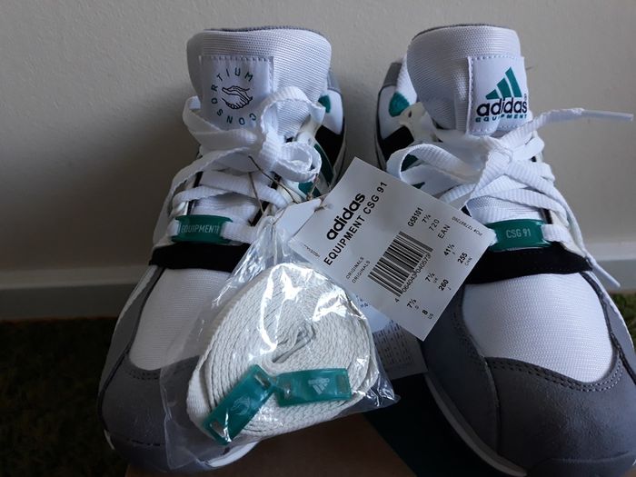 Adidas EQT Cushion 91 Consortium 30th Anniversary UK-7.5/EUR-41.5 G58101 Cloud White/Equipment Green/Core Black-2021