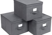 _Folding Storage Box with Lid, 40 x 30 x 25 cm, Pack of 3