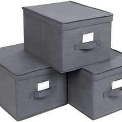 _Folding Storage Box with Lid, 40 x 30 x 25 cm, Pack of 3