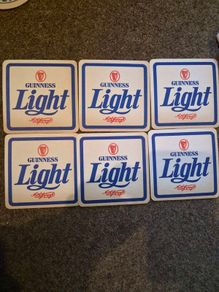 Rare 1980s Guinness Light Beer Mats - Complete 6-Mat Literary Series (Pristine Deadstock)