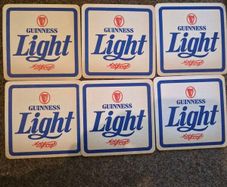 Rare 1980s Guinness Light Beer Mats - Complete 6-Mat Literary Series (Pristine Deadstock)