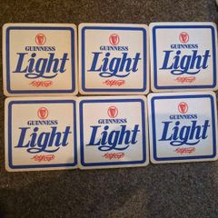 Rare 1980s Guinness Light Beer Mats - Complete 6-Mat Literary Series (Pristine Deadstock)
