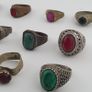 Antique Ring Lot 15 Mixed Brass, Stone & Glass Rings Image 10