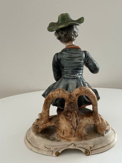 Large Vintage Italian Capodimonte Style Figurine. Hand Finished. Seated Gentleman with Pipe.  31cm . Made in Italy