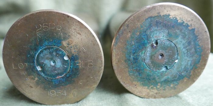 Vintage Two Irish Army Brass Artillery Shell 1954