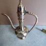 brass ewer, teapot, Indian brass pot engraved with flowers and foliage, vintage from the 1970s Image 4