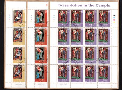 2001 Ireland Christmas (The Nativity, The Annunciation & Presentation in the Temple) Stamp Sheetlet Plate 1A1A1A1A Fine Used with Dublin CDS cancel of 5th November 2001 (First day of issued) on envelope extract.