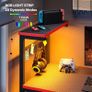 113CM Reversible Corner Gaming Desk with RGB LED Lights Black Carbon Fibre Surface Storage Shelves Side Pocket Hooks Compact Computer for Small Spaces Home Office Image 4