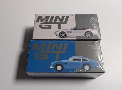 2x MiniGT Models Aston Martin DB5 & BMW Z8