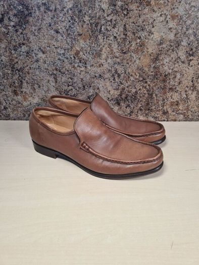 mens BARKER TORQUAY slip on shoes Brown Burnished Calf Size UK 7.5 EU 41.5 moccasin boat shoes