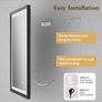 Black Bathroom Mirror with Led Lights 50x70cm, Antifog Wall Vanity Mirror Black Frame Image 5