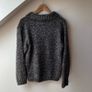 Aran Crafts Ireland Wool Sweater Men's Medium Grey Tweed Shawl Collar Fleck Image 7