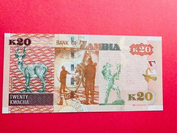 ZAMBIA  20  KWACHA . 2015  ( uncirculated ) Pick  52a