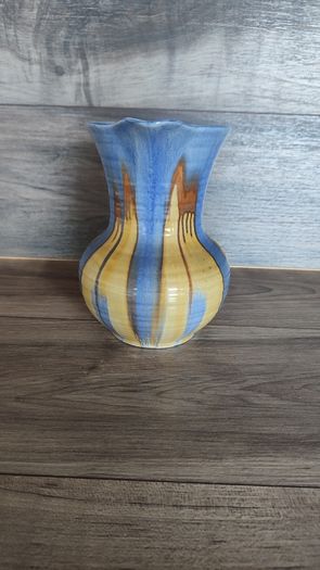 Vintage Large Water Jug Shelley 1930s Yellow Striped Blue