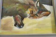 Lovely Oil On Canave Framed Picture Of Cat Signed Paul Downer.