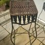 vintage wrought iron and rattan tall plant stand Image 3