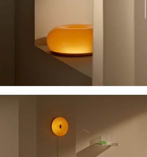 IKEA VARMBLIXT LED table/wall lamp, orange glass/round, 30 cm