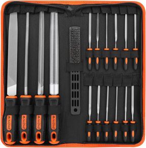 17Pcs Metal File Set, Professional Files Tools, Premium Metal Files with Suitcase, 4X Large Files - Flat/Triangle/Half-Round/Round File&12x Needle Files, Perfect for Wood, Metal&DIY Project
