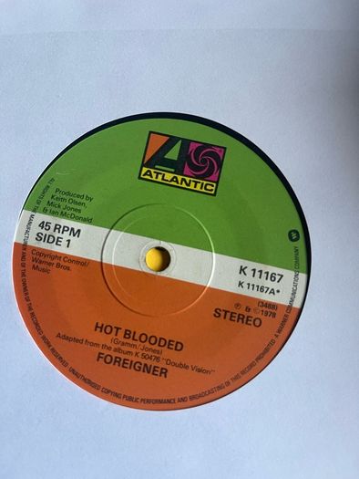 Foreigner. Hot blooded vinyl record