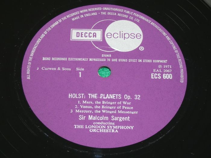 Holst The Planets Lso Uk Pressing 1971 Lp