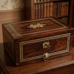 Regency Rosewood Box With Brass Inlay