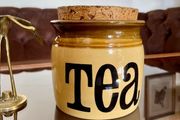TG Green Granville Range TEA Jar Original Cork Lid Vintage Kitchen Storage 1970s
