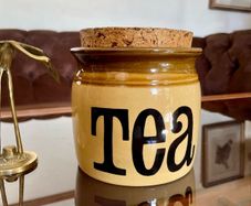 TG Green Granville Range TEA Jar Original Cork Lid Vintage Kitchen Storage 1970s