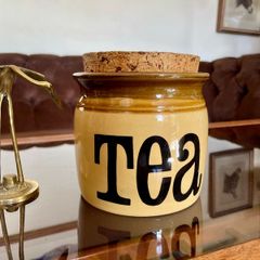 TG Green Granville Range TEA Jar Original Cork Lid Vintage Kitchen Storage 1970s