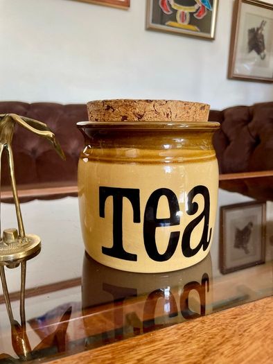 TG Green Granville Range TEA Jar Original Cork Lid Vintage Kitchen Storage 1970s