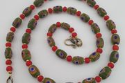 Antique Venetian Style Gabri Eyes &amp; Venetian WhiteHeart Glass Beads Necklace