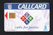 1995 Ireland 5 unit Paul W Tracey Solicitors "Calls for Justice" Limited Edition (Gemplus GEM1) Call Card Used. Telecom Eireann card number 1090.