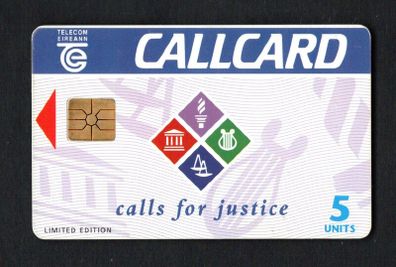 1995 Ireland 5 unit Paul W Tracey Solicitors "Calls for Justice" Limited Edition (Gemplus GEM1) Call Card Used. Telecom Eireann card number 1090.