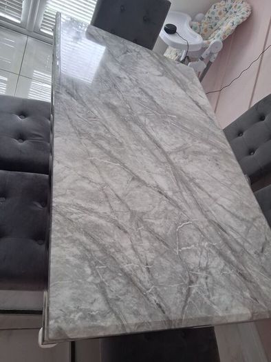Dining table and chairs (6) marble style