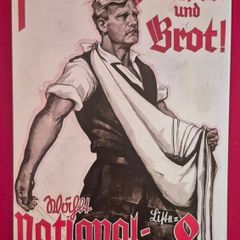 German 1933 election poster, vintage style metal sign .