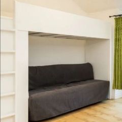 White kids Bunk beds with futon