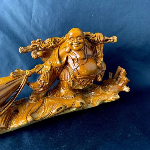 Vintage Maitreya Buddha figure carrying money bag