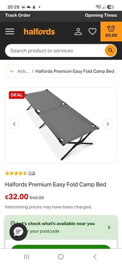 Halfords Premium Easy Fold Camp Bed