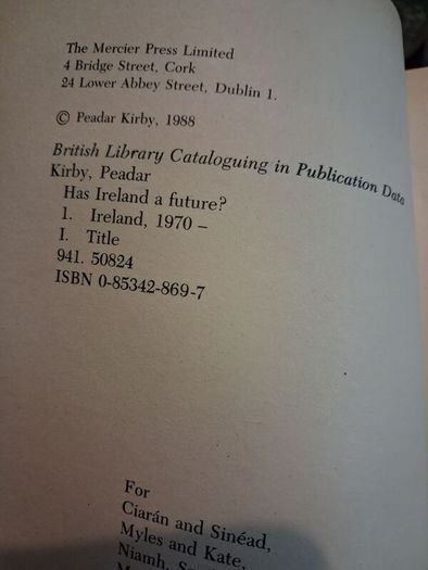 Has Ireland a Future / Peader Kirby / Mercier / 1988