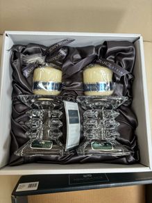 Newgrange Living Ziggy Ivory Pillar Candleholder 8.5CM, Pair (Fabric-lined)