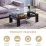 Rectangle Glass Coffee Tables High Gloss Storage Side Table with Lower Shelf Modern Living Room Furniture/Black (FREE POSTAGE) Image 2