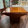 Warm wooden inlaid round/square dining table with storage Image 4