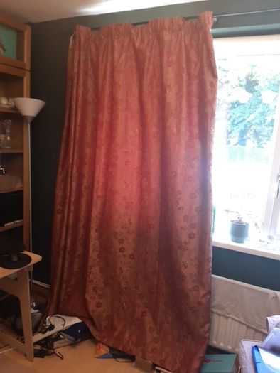 curtains, red/ long