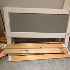 Grey & White Wooden Single Bed Frame - Can Deliver