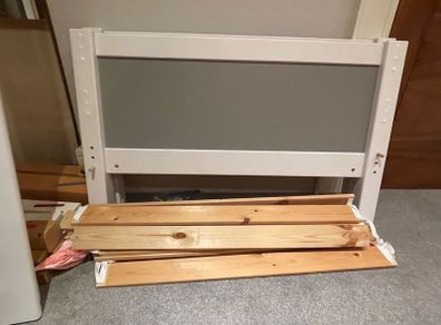 Grey & White Wooden Single Bed Frame - Can Deliver