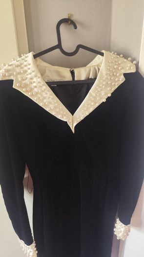 Victor Costa Designer Vintage Velvet Pearl Dress