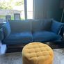 3+2 Seater navy blue Velvet Sofa Suite + footstool Image 4